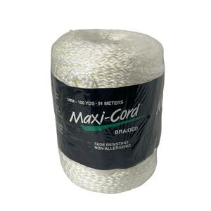 Maxi-Cord Braided Fade Resistant Macrame Cord 6MM 100 Yards White
